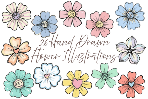 Download 26 Hand Drawn Pastel Flower Clipart - Flower Collection