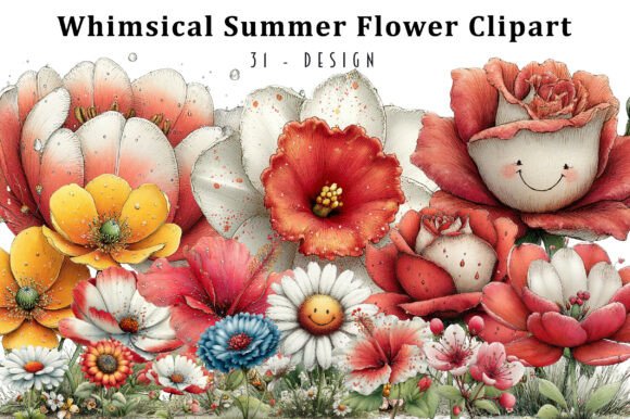 Download Whimsical Summer Flower Clipart - Flower Collection