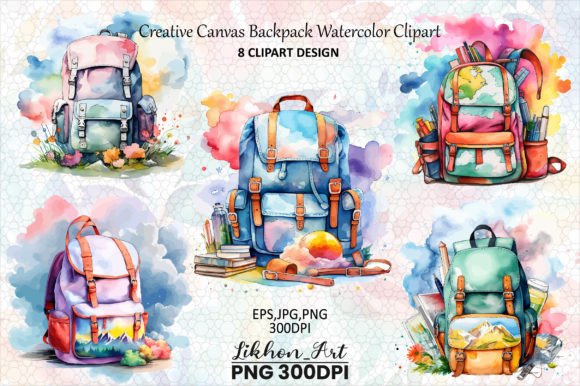 Download Creative Canvas Backpack Watercolor - Backpack watercolor Collection