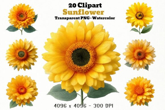 Download 20 Sunflower PNG Clipart Bundle - Flower Collection