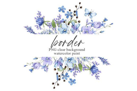 Download Watercolor Blue Flower Frame Border, PNG - Flower Collection