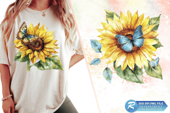 Download Sunflower with Butterfly Clipart Design - Flower Collection