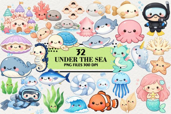 Download Kawaii Under the Sea Clipart Bundle - Premium Resources