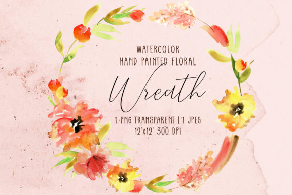 Download Watercolor Wreath with Orange Flowers - Flower Collection