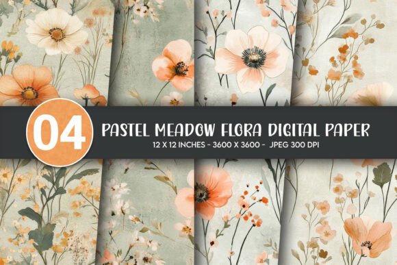 Download Pastel Meadow Flora Digital Paper - Pastel Collection