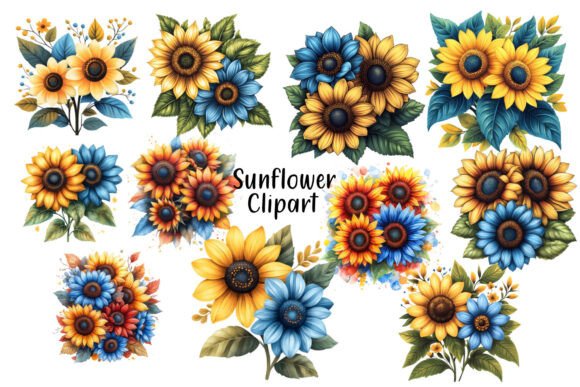 Download Cute Watercolor Sunflower Bouquet - Flower Collection