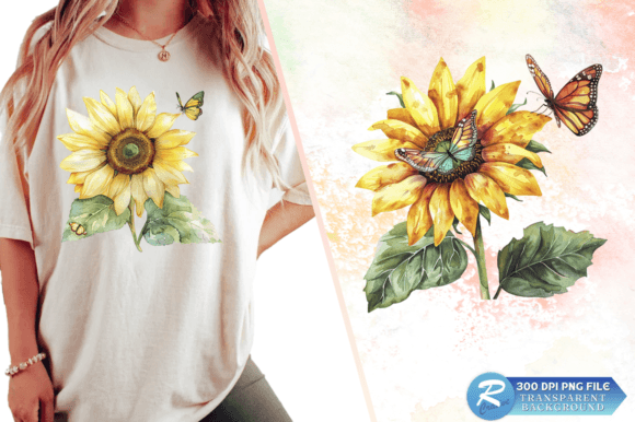 Download Sunflower with Butterfly Clipart Design - Flower Collection