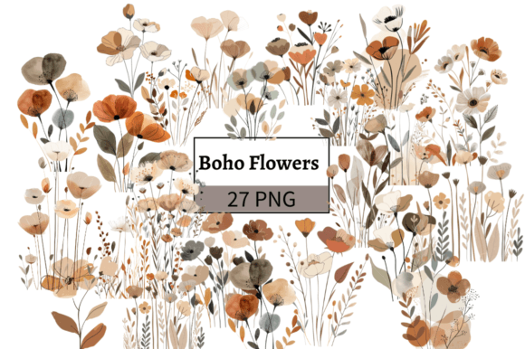 Download Watercolor Boho Wild Flowers Clipart Set - Flower Collection
