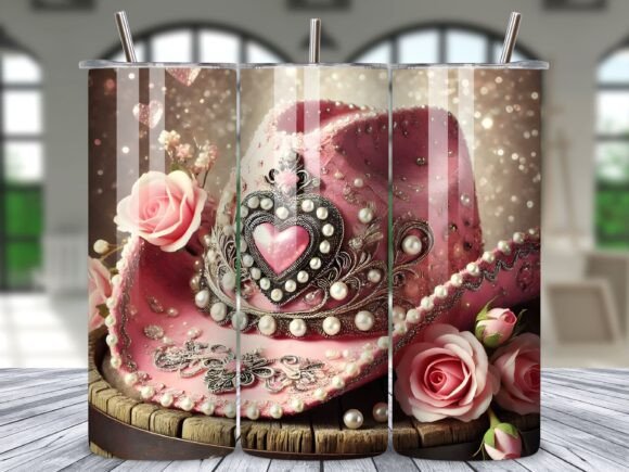 Download Pink Cowgirl Hat Flowers Tumbler Wrap - Flower Collection