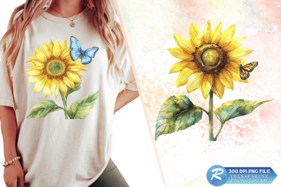 Download Sunflower with Butterfly Clipart Design - Flower Collection