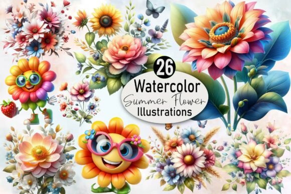 Download Watercolor Summer Flower Clipart - Flower Collection