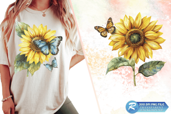 Download Sunflower with Butterfly Clipart Design - Flower Collection