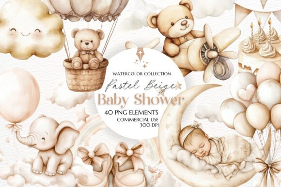 Download Pastel Beige Baby Shower Clipart - Pastel Collection