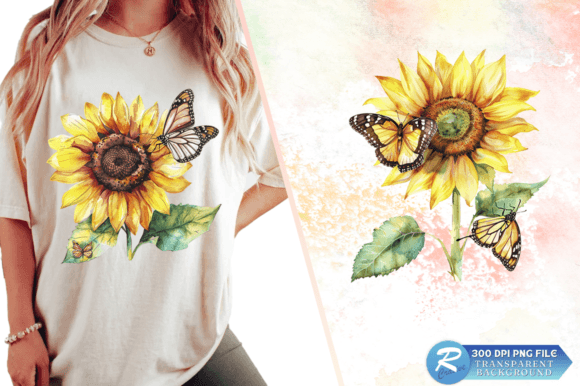 Download Sunflower with Butterfly Clipart Design - Flower Collection