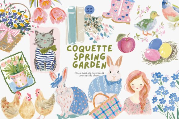 Download Coquette Spring Garden Clipart Bundle F - Garden clipart Collection