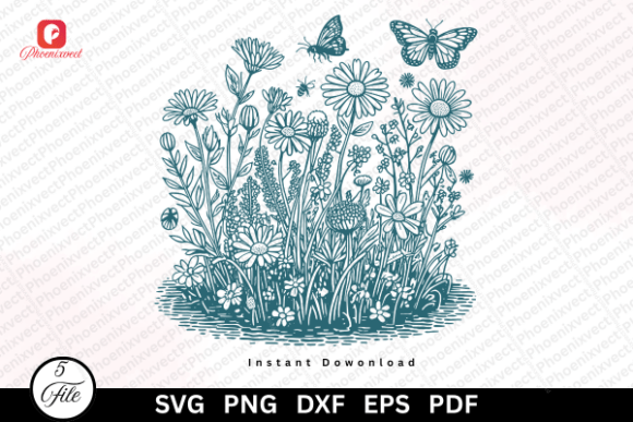 Download Wildflower Meadow Butterfly SVG PNG - Flower Collection