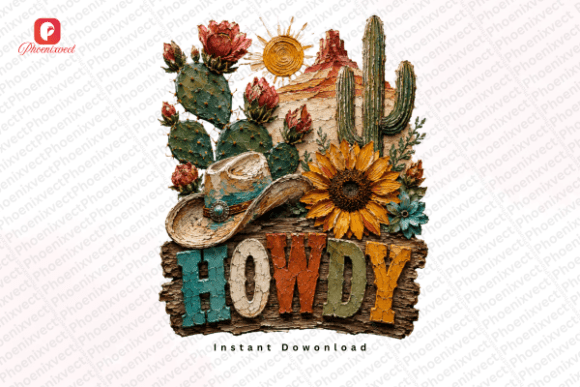 Download Desert Cowboy Sunflower Cactus Howdy PNG - Flower Collection
