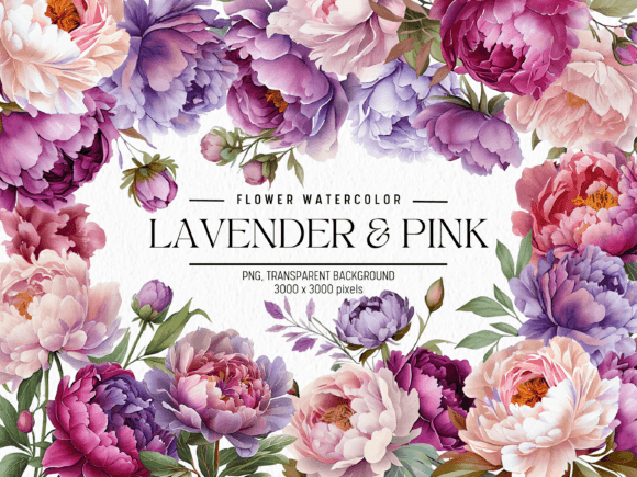 Download Lavender &amp; Pink Flowers Watercolor - Flower Collection