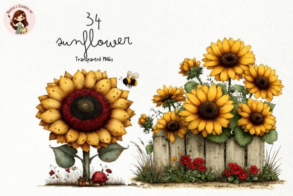 Download Watercolor Sunflower PNG Clipart Set - Flower Collection