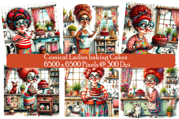 Download Comical Ladies Baking Cakes - Cakes Collection