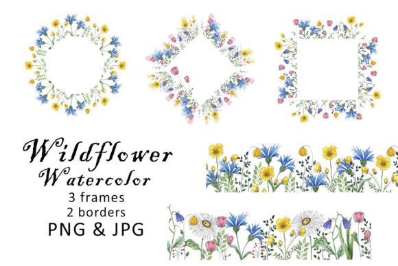 Download Watercolor Border Clipart Wildflower PNG - Flower Collection
