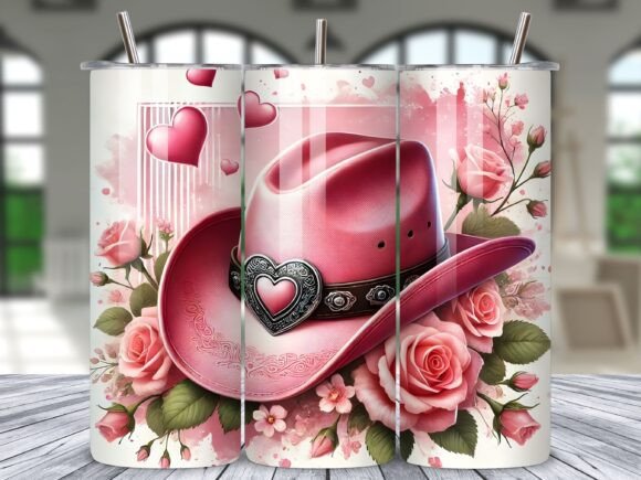 Download Pink Cowgirl Hat Flowers Tumbler Wrap - Flower Collection