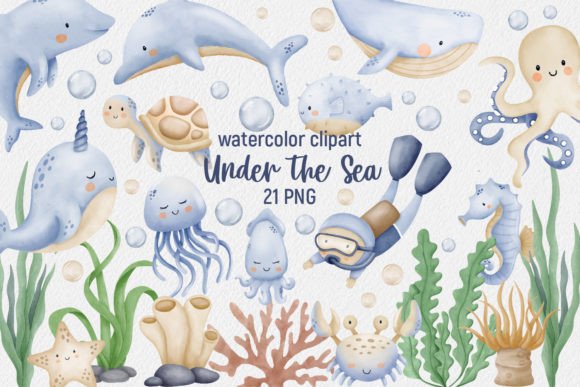 Download Watercolor Clipart Under the Sea - Premium Resources