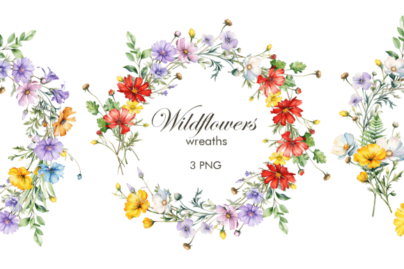 Download Wildflowers Frames. Watercolor Wreath - Flower Collection