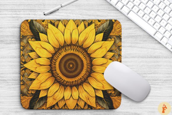 Download Sunflower Themed Mandala Mouse Pad - Flower Collection