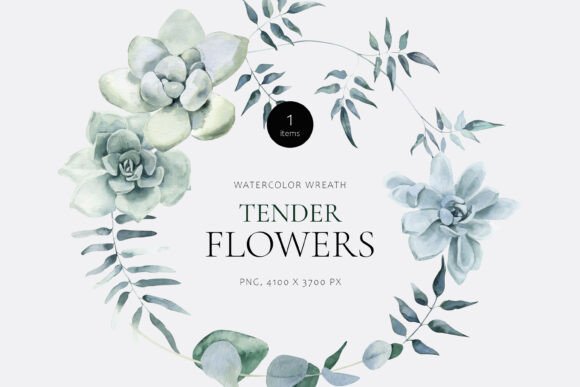 Download Tender Flowers Watercolor Wreath - Flower Collection
