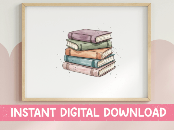 Download Pastel Book Stack Watercolor Design - Pastel Collection