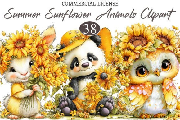 Download Whimsical Summer Sunflower Animals - Flower Collection