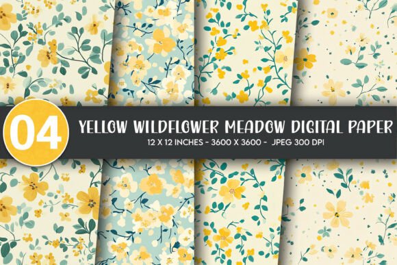 Download Yellow Wildflower Meadow Digital Paper - Flower Collection