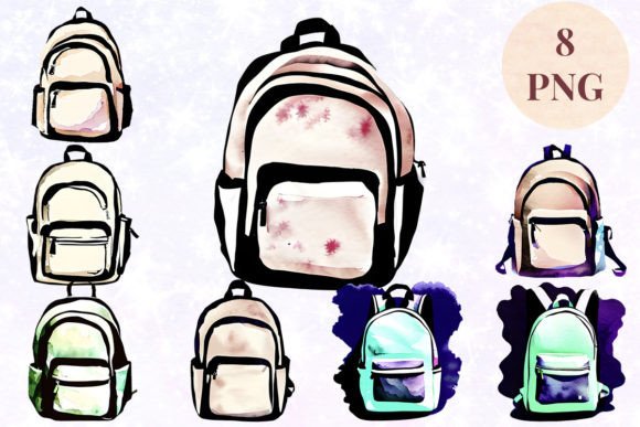 Download Backpack Watercolor 6 Clipart PNG - Backpack watercolor Collection