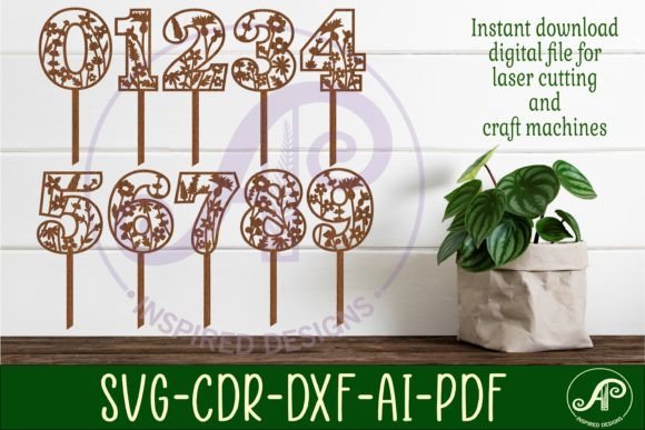 Download Wild Flower Number Cake Toppers SVG Cut - Flower Collection