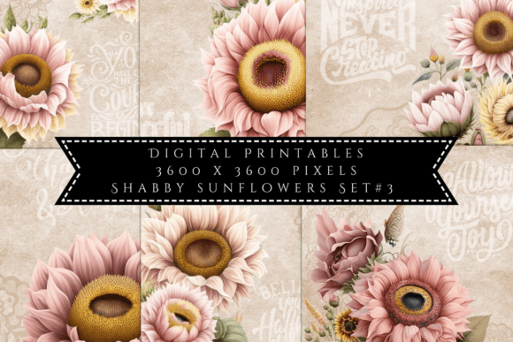 Download Shabby Sunflowers Illustrations Set 3 - Flower Collection
