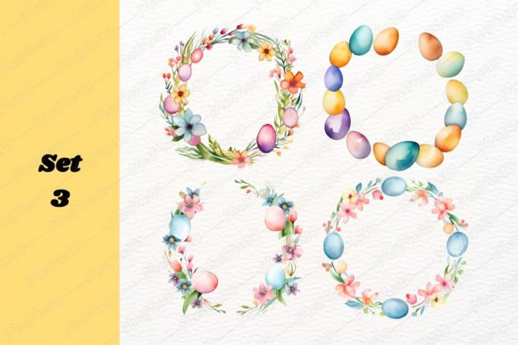 Download Watercolor Easter Egg Flower Frame Set - Flower Collection