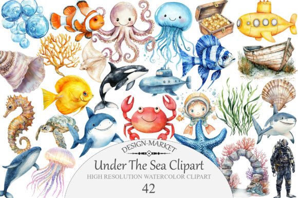 Download Watercolor Under the Sea Clipart - Under the sea Collection