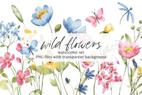 Download Wild Flowers, Watercolor Clipart, PNGю - Flower Collection