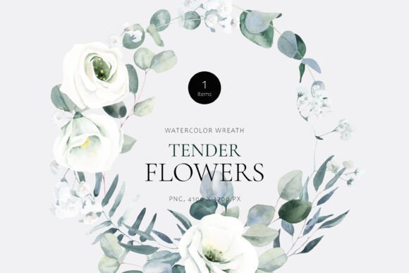 Download Tender Flowers Watercolor Wreath - Flower Collection
