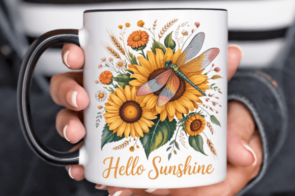 Download Sunflower Dragonfly Floral PNG Design - Flower Collection