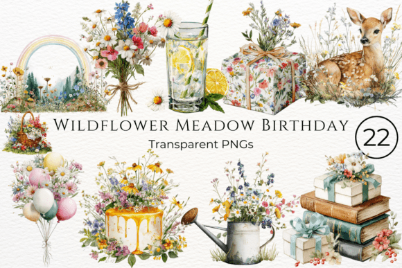 Download Wildflower Meadow Birthday Clipart - Flower Collection