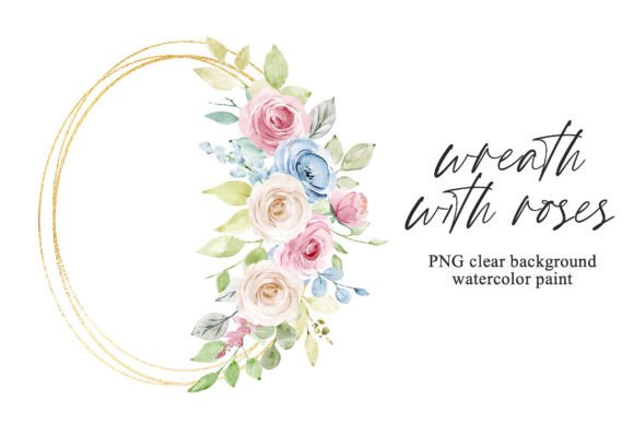 Download Gold Frame, Floral Wreath with Flowers. - Flower Collection