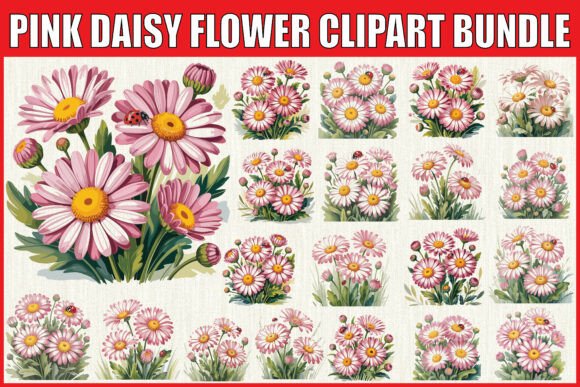 Download Pink Daisy Flower Clipart Bundle - Flower Collection