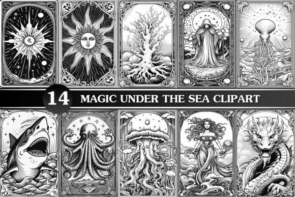 Download Magic Under the Sea.Tarot Card Clipart - Premium Bundle