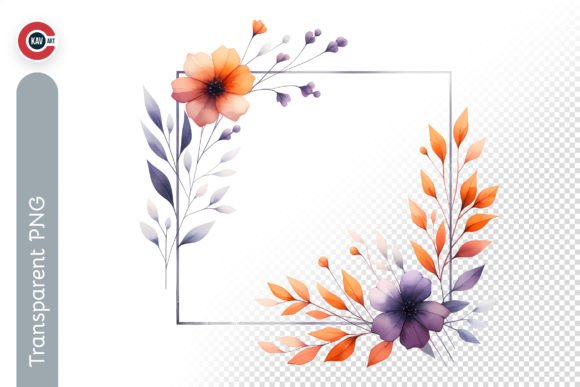 Download Elegant Watercolor Flower Frame PNG - Flower Collection