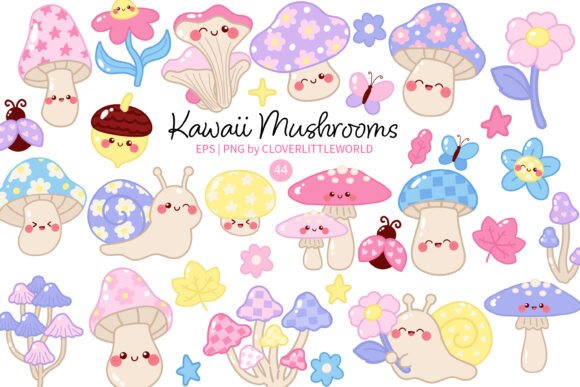 Download Cute Whimsical Mushroom Garden Clipart - Garden clipart Collection