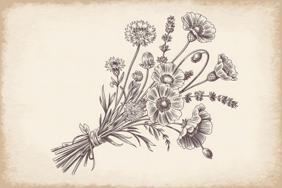 Download Vintage Tied Wildflower Bouquet Design - Flower Collection