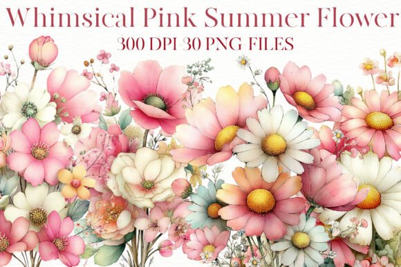 Download Whimsical Pink Summer Flower Clipart - Flower Collection