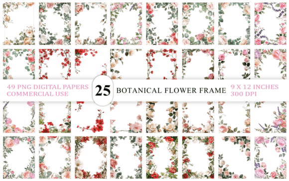 Download Vintage Botanical Flower Frame PNG - Flower Collection